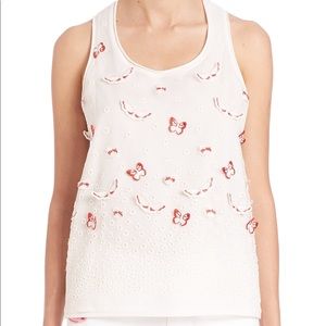 XS Giamba White Embroidered Butterfly Applique Top